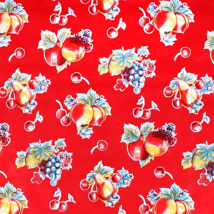 Red Pears & Apples Oilcloth Fabric