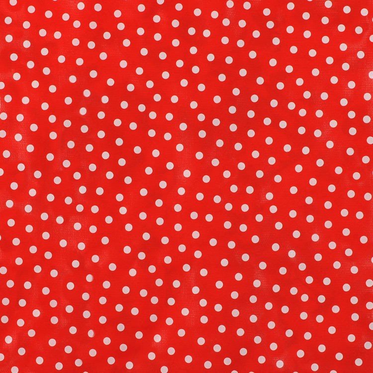 White on Red Polka Dots Oilcloth Fabric