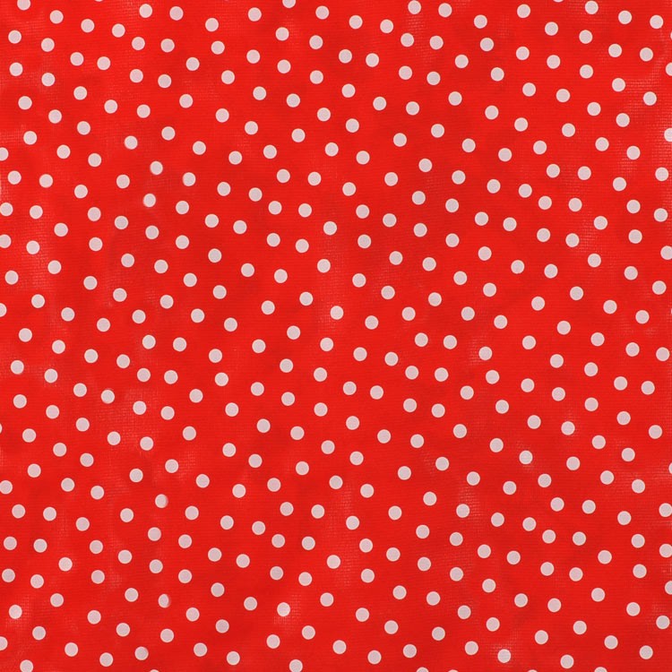 White on Red Polka Dots Oilcloth Fabric