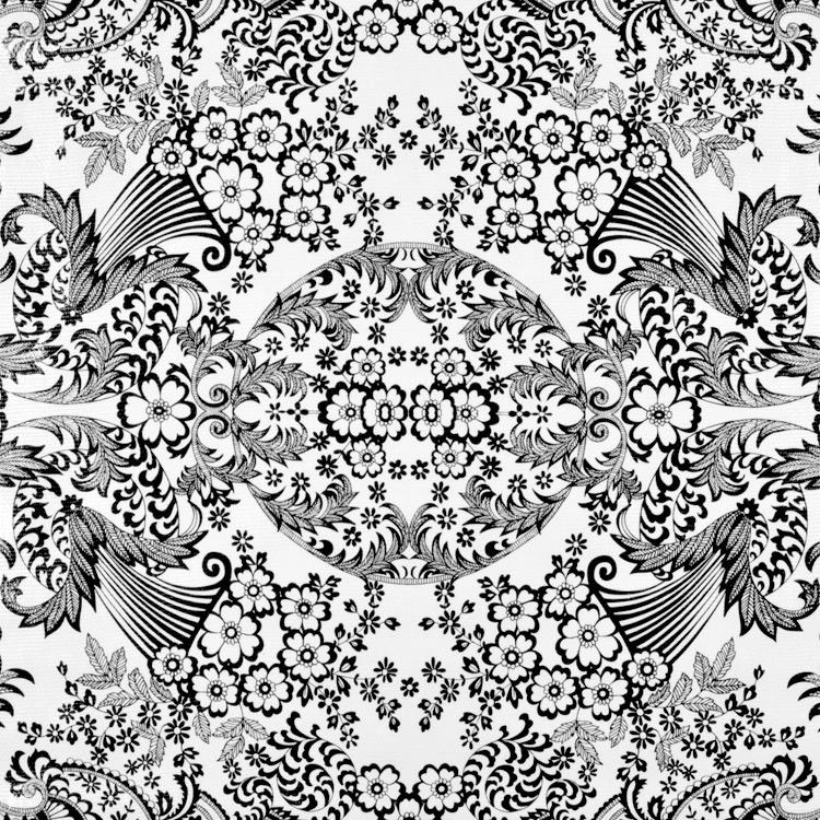 Black Paradise Lace Oilcloth Fabric | OnlineFabricStore