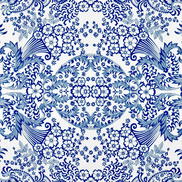 Blue Paradise Lace Oilcloth Fabric