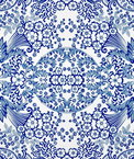 Blue Paradise Lace Oilcloth Fabric