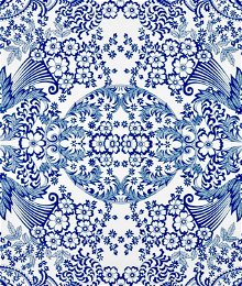 Blue Paradise Lace Oilcloth Fabric