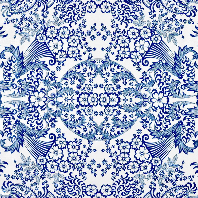 Blue Paradise Lace Oilcloth Fabric image 1 of 1