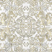 Gold/White Paradise Lace Oilcloth Fabric