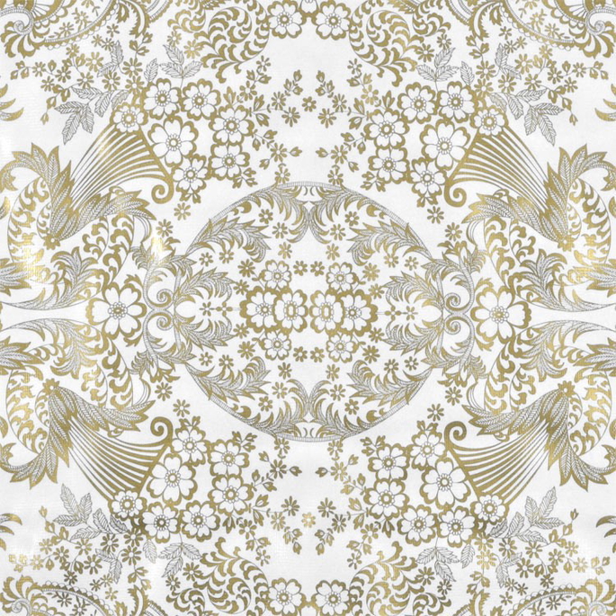 Gold/White Paradise Lace Oilcloth Fabric image 1 of 1