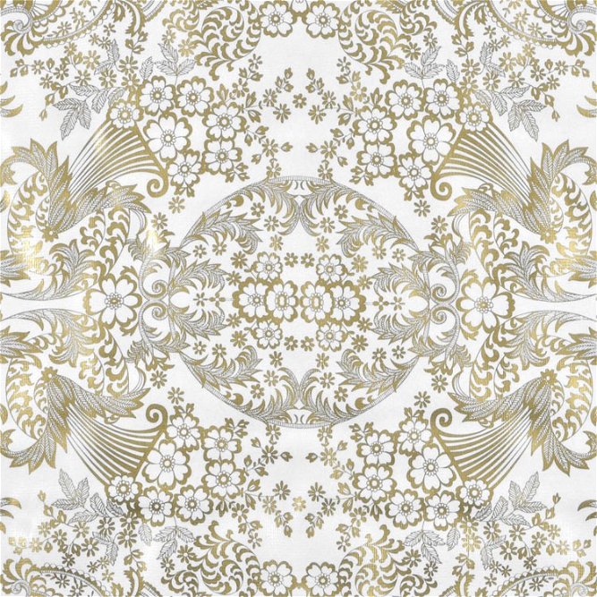 Gold/White Paradise Lace Oilcloth Fabric
