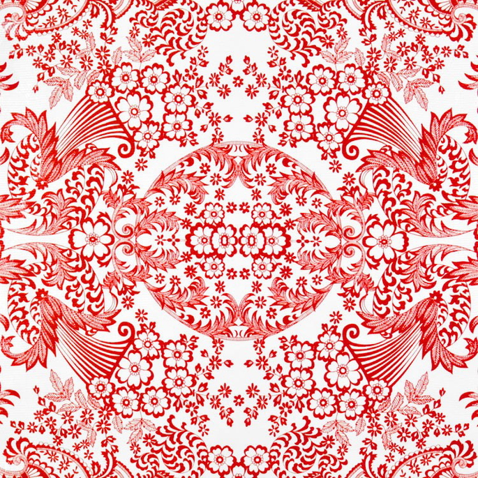 Red Paradise Lace Oilcloth Fabric image 1 of 1