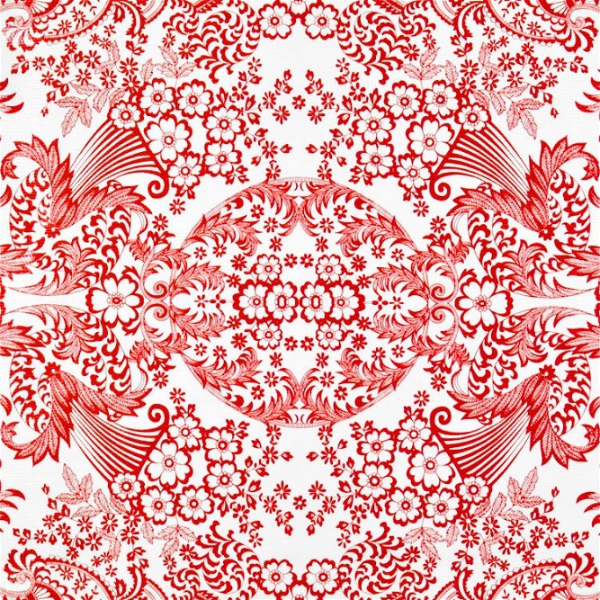 Red Paradise Lace Oilcloth Fabric