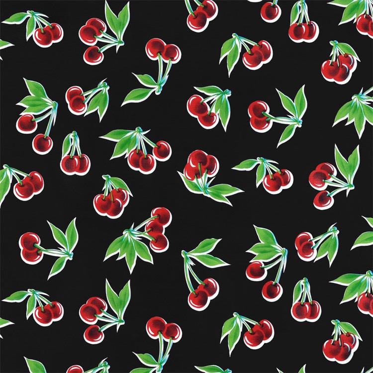 Black Stella Oilcloth Fabric