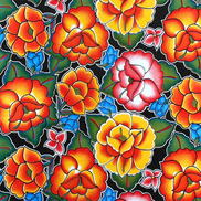 Black Tehuana Oilcloth Fabric