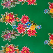 Poinsettia Bottle Green Oilcloth Fabric
