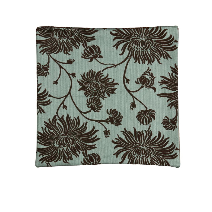 18" x 18" Wildflower Garden Brown/Aqua Decorative Pillow Cover image 1 of 2