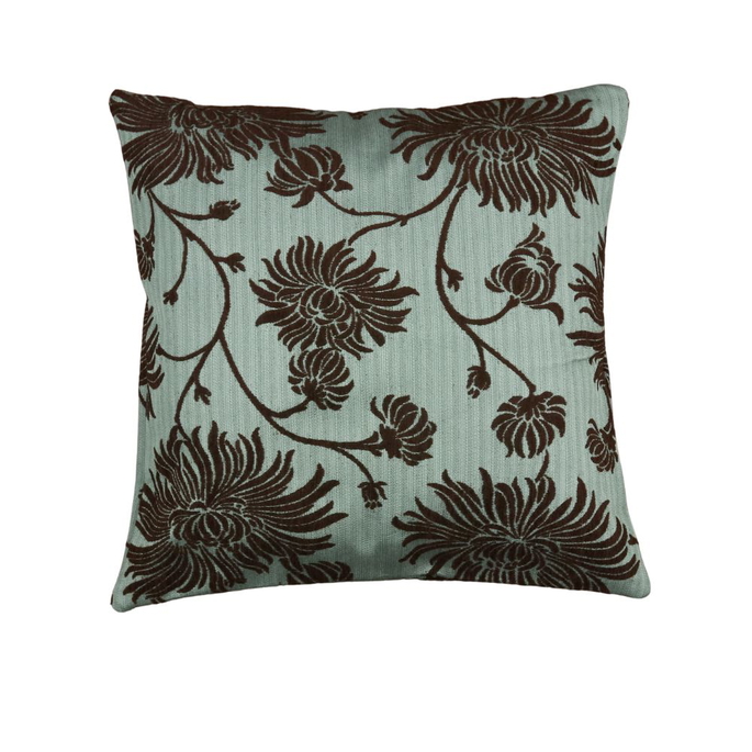 18" x 18" Wildflower Garden Brown/Aqua Decorative Pillow Cover image 2 of 2