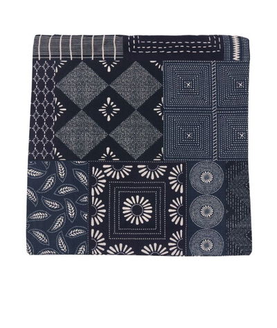 19 inch x 19 inch Kantha Patchwork Navy Decorative Pillow Cover