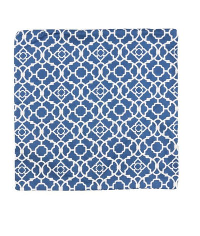 18 inch x 18 inch Lovely Lattice Lapis Printed Decorative Pillow Cover