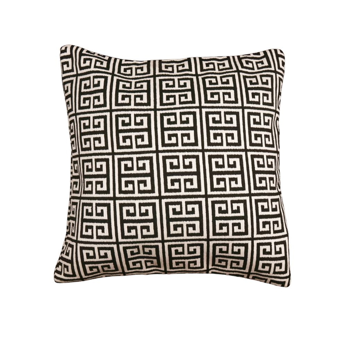 18" x 18" Greek Keys Athena Black/White Decorative Pillow Cover image 2 of 2