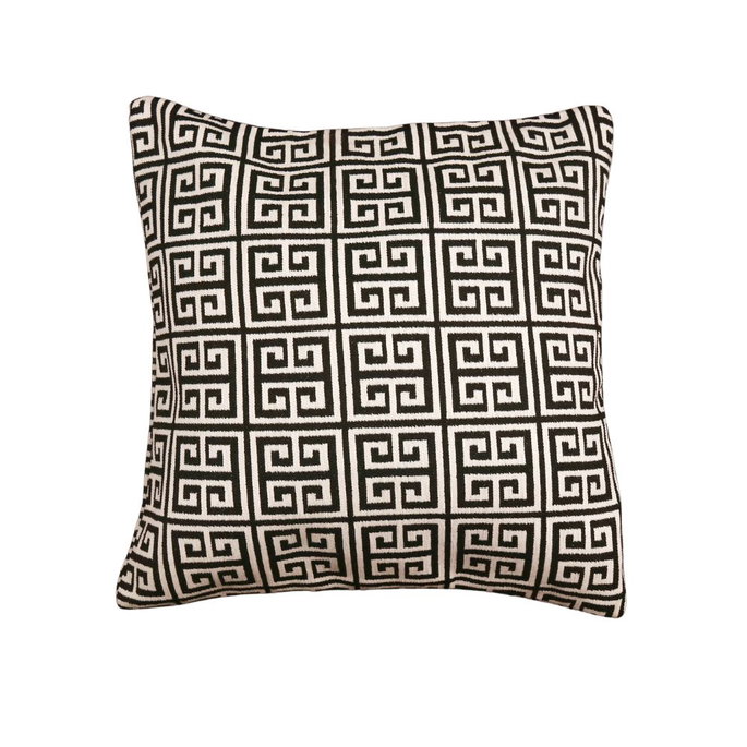 18" x 18" Greek Keys Athena Black/White Decorative Pillow Cover image 2 of 2