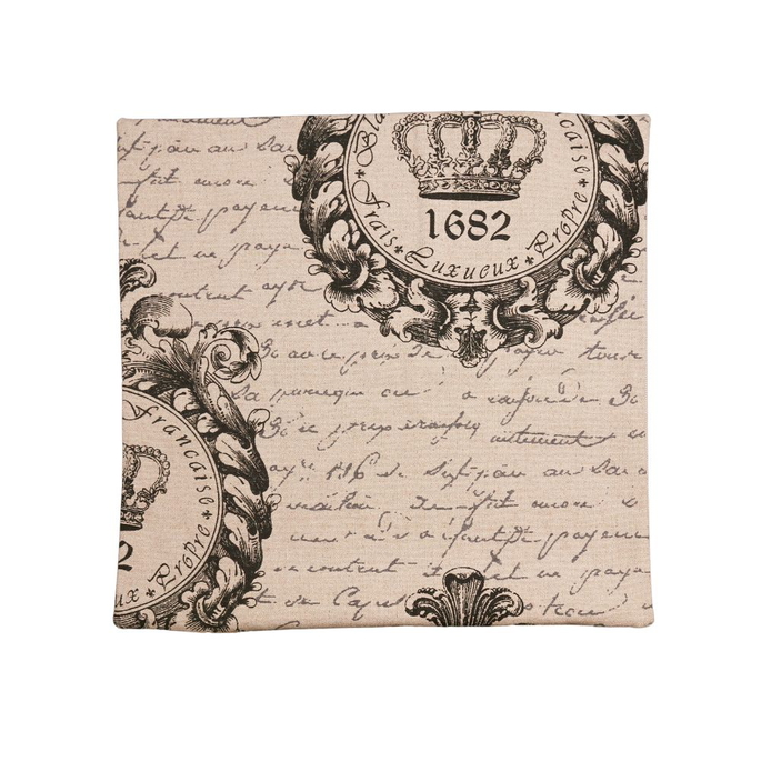 18" x 18" Crown Manuscript Linen Decorative Pillow Cover image 1 of 3