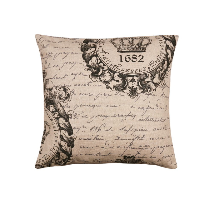 18" x 18" Crown Manuscript Linen Decorative Pillow Cover image 3 of 3