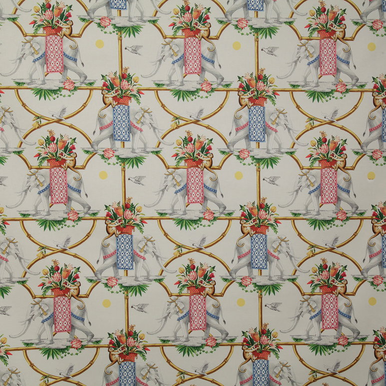Pindler &amp; Pindler Elephant Parade Ivory Fabric