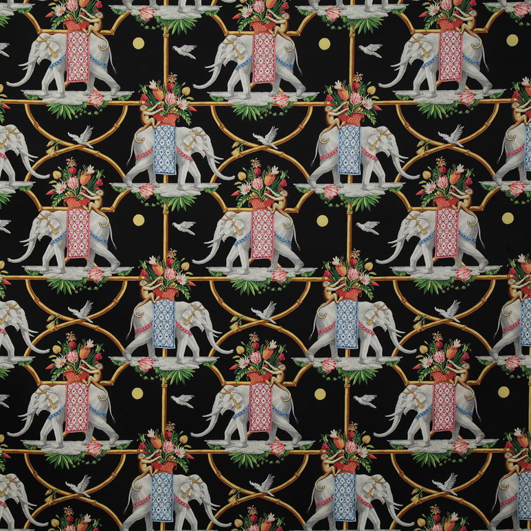 Pindler &amp; Pindler Elephant Parade Noir Fabric