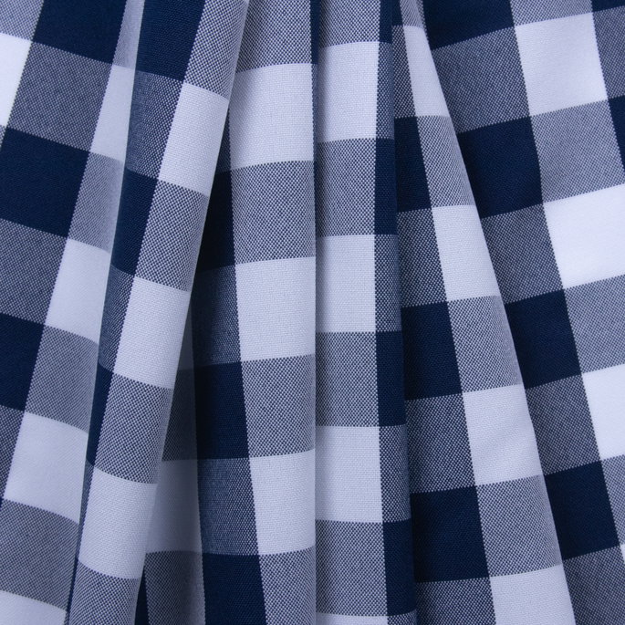 Navy Blue/White Picnic Check Poplin Fabric image 2 of 2