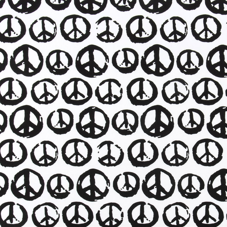Premier Prints Peaceful White/Black Canvas Fabric
