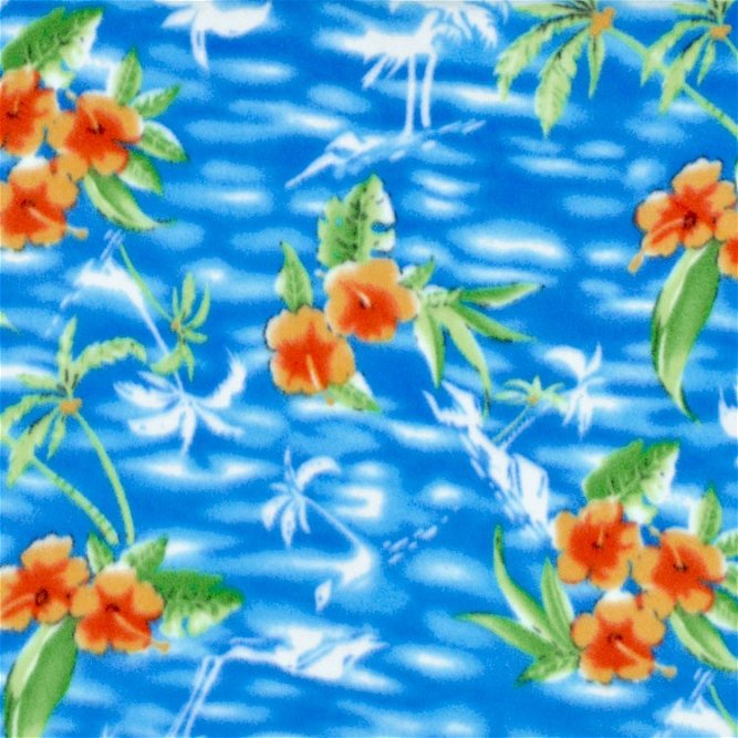Blue Tropical Fleece Fabric
