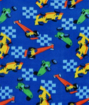 Blue Racecar Fleece Fabric