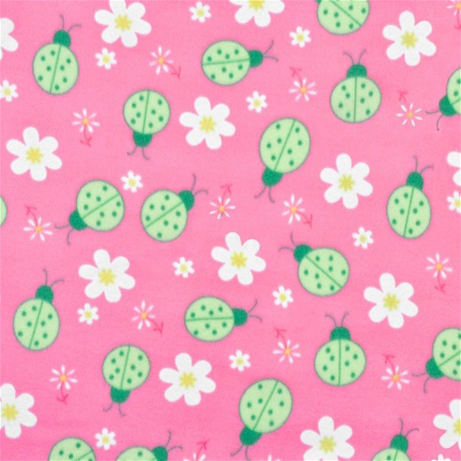 Pink Ladybug Fleece Fabric