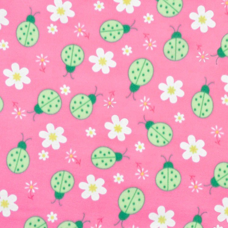 Pink Ladybug Fleece Fabric