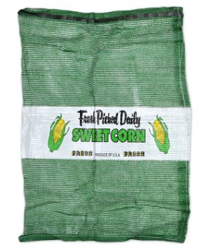 1蒲式耳(50磅)甜玉米绿网聚丙烯袋- 24英寸× 36英寸
