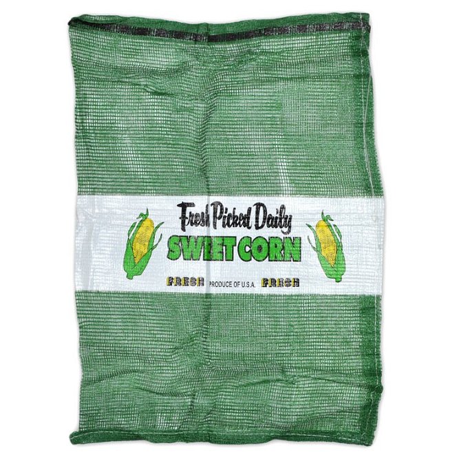 1 Bushel (50 lb) Sweet Corn Green Mesh Polypropylene Bag - 24&quot; x 36&quot;