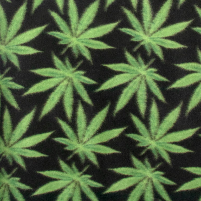 Black Cannabis Polar Fleece Fabric