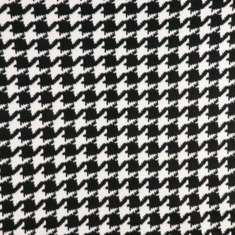 Houndstooth Black/White Polar Fleece Fabric