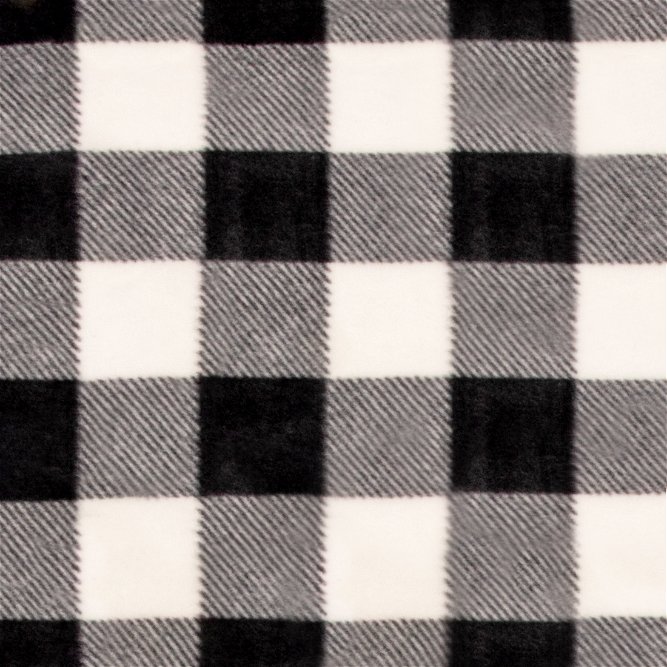 Black/White Kara Check Polar Fleece Fabric | OnlineFabricStore