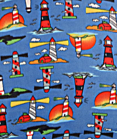 Lighthouse Royal Blue Polar Fleece Fabric