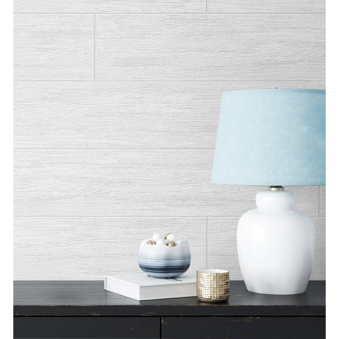 NextWall Peel &amp; Stick Faux Shiplap Off-White Paintable Wallpaper image 3 of 5