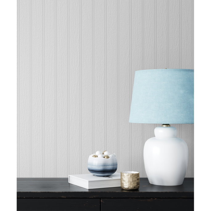 NextWall Peel &amp; Stick Faux Beadboard Off-White Paintable Wallpaper image 3 of 5