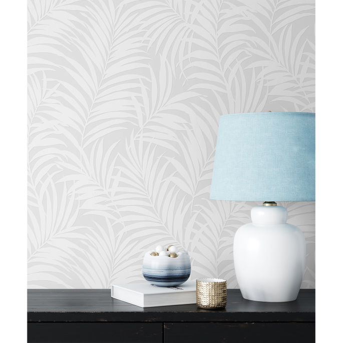 NextWall Peel &amp; Stick Tossed Palm Off-White Paintable Wallpaper image 3 of 5