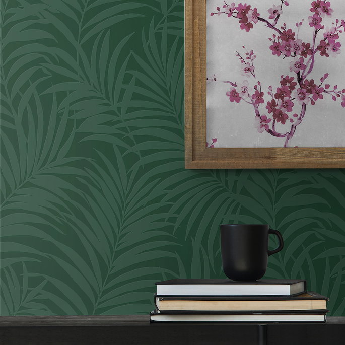 NextWall Peel &amp; Stick Tossed Palm Off-White Paintable Wallpaper image 4 of 5