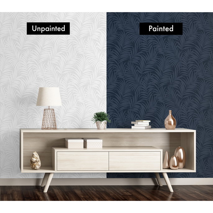 NextWall Peel &amp; Stick Tossed Palm Off-White Paintable Wallpaper image 5 of 5