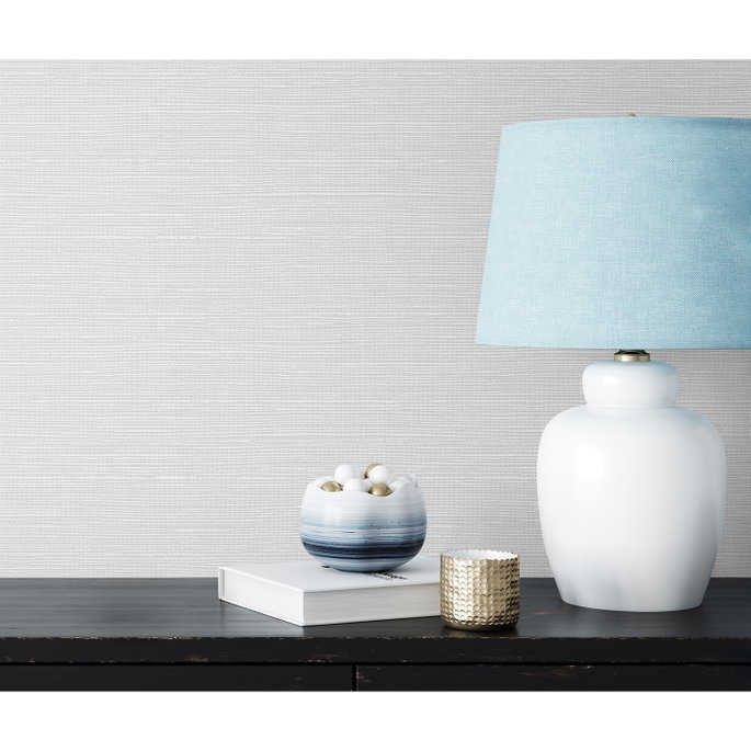 NextWall Peel &amp; Stick Faux Grasscloth Off-White Paintable Wallpaper image 3 of 5