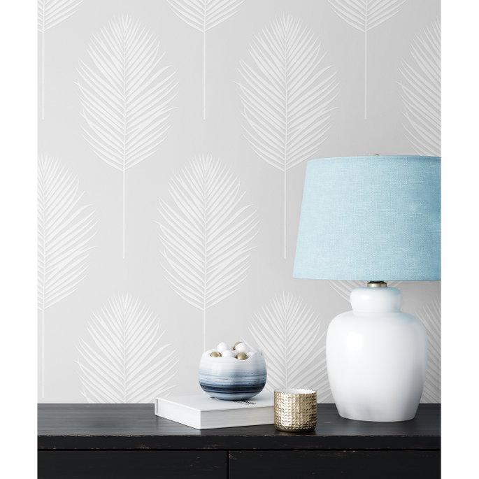 NextWall Peel &amp; Stick Palm Leaf Off-White Paintable Wallpaper image 3 of 5
