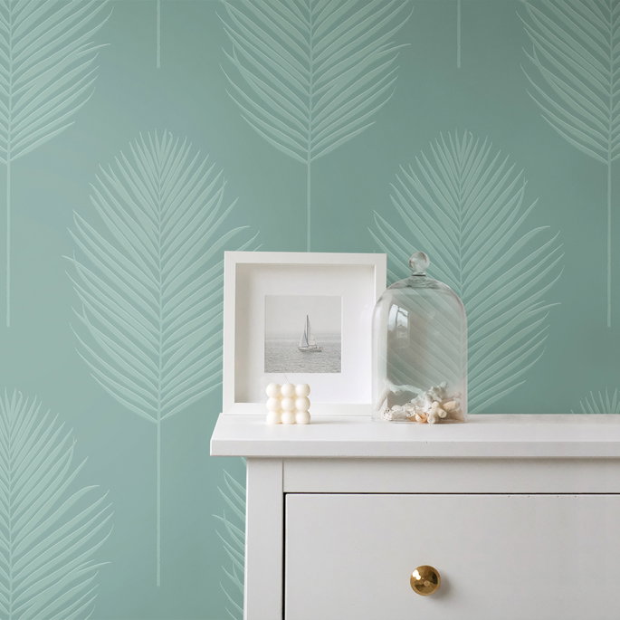 NextWall Peel &amp; Stick Palm Leaf Off-White Paintable Wallpaper image 4 of 5