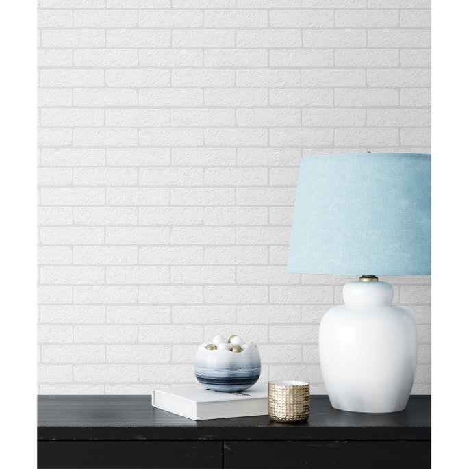 NextWall Peel &amp; Stick Limestone Brick Off-White Paintable Wallpaper image 3 of 5