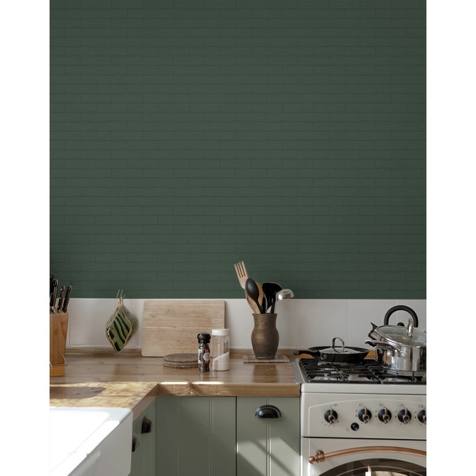 NextWall Peel &amp; Stick Rustico Faux Brick Off-White Paintable Wallpaper image 5 of 5