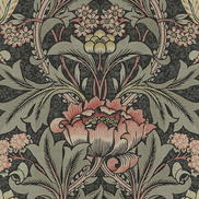 Seabrook Designs Acanthus Floral Charcoal & Rosewood Prepasted Wallpaper