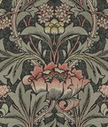 Seabrook Designs Acanthus Floral Charcoal & Rosewood Prepasted Wallpaper
